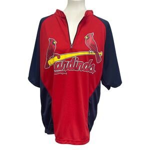 St Louis Baseball Cardinals Mens XL 1/4 Zip Short Sleeve 100% Polyester Jersey